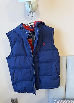 Жилетка чоловіча polo ralph lauren синя з капюшоном