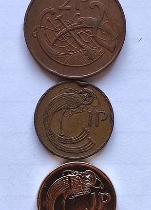 Лот, підбір монет ірландії 3 штуки.