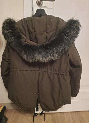 Парка жіноча bershka тепла хакі 2