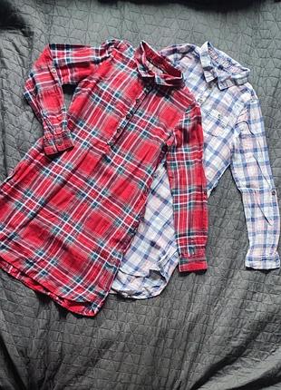 Сукня сорочка для підлітків h&m в клітинку червона, біла