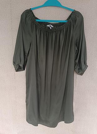 Коротка сукня жіноча h&m прямого фасону, рукав 3/4, колір хакі