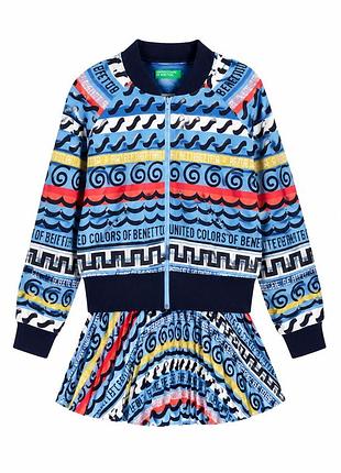Костюм жіночий benetton united colors, спідниця + кофта, яскравий принт