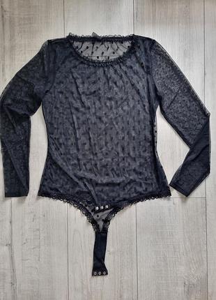 Боді жіноче intimissimi чорне напівпрозоре в горошок m-l