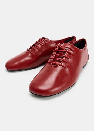 Шкіряні туфлі червоні zara new