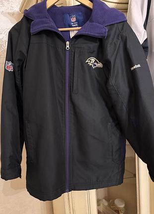 Чоловіча вітровка reebok nfl on field baltimore ravens чорна з фіолетовим