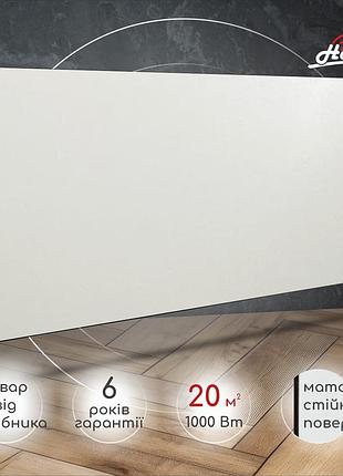 Керамический электрический панельный обогреватель heats 1000вт до 20кв.м white/белый под монтаж