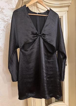 Вечірня мінісукня жіноча gina tricot li cutout dress чорна атласна
