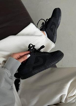 Кроссовки nike sb dunk nubuk full black premium