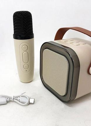 Детская караоке колонка k12 с беспроводным микрофоном и rgb подсветкой