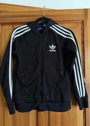 Худі жіноче adidas чорне з білими смужками