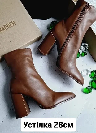 Steve madden оригінал коричневі шкіряні жіночі ботильони великого розміру на підборах