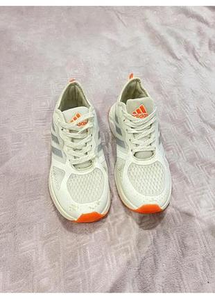 Кросівки чоловічі adidas білі з помаранчевим