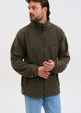 Кофта флисовая мужская norwin tech fleece оливковый, базовая, теплая, с высоким воротником 5xl