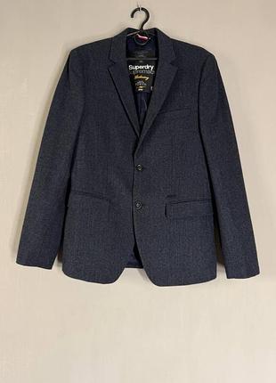 Мужской фактурный пиджак superdry supremacy tailoring с шерстью (размер m)