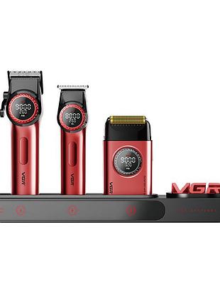 Комплект vgr steplerss pro in red, машинка для стрижки (clipper), тример, шейвер