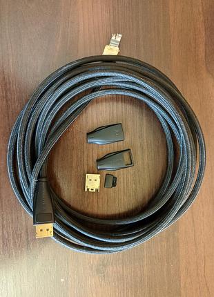 Кабель vention displayport - displayport 2.1 5 метров со сломанным разъёмом (под ремонт / запчасти)
