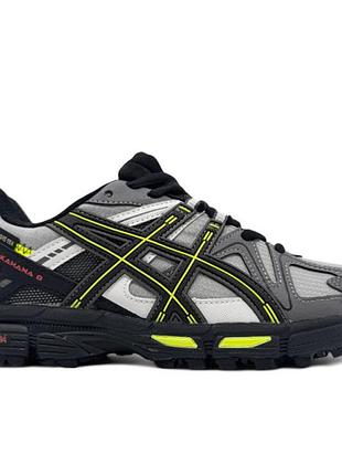 Asics gel kahana 8 gore-tex | чорно-сірі водонепроникні кросівки з жовтими акцентами | 41–45