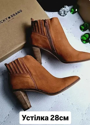 Lucky brand оригінал руді шкіряні (нубук) жіночі ботильони черевики великого розміру на підборах