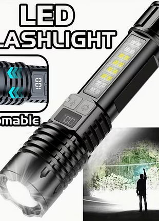 Мощный ручной фонарь с дисплеем 8-го поколения usb type-c с cob-панелью