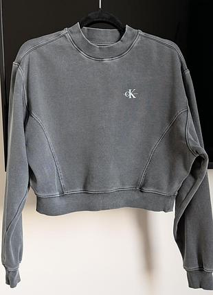 Жіночий світшот calvin klein сірий укорочений