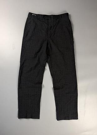 Штани класичні balmain костюмні брюки сірі в клітинку 34r (w34 l32)