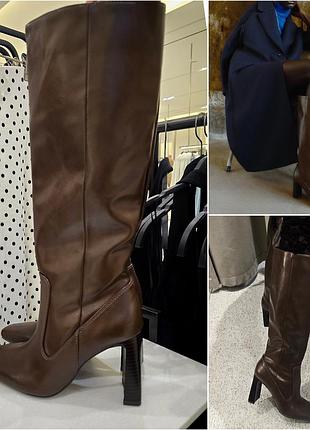 Високі чоботи zara, на підборах.