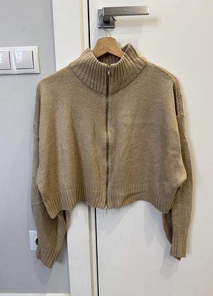 Жіночий светр h&m на змійці, бежевий