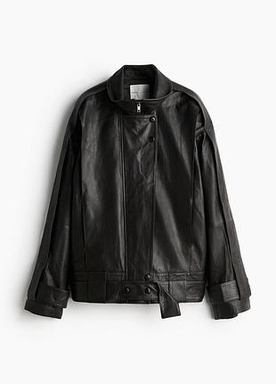 Куртка бомбер з натуральної шкіри h&m studio