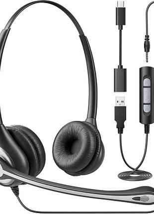 Гарнитура type-c/usb/3,5 мм wantek a602f компьютерная гарнитура с микрофоном и шумоподавлением