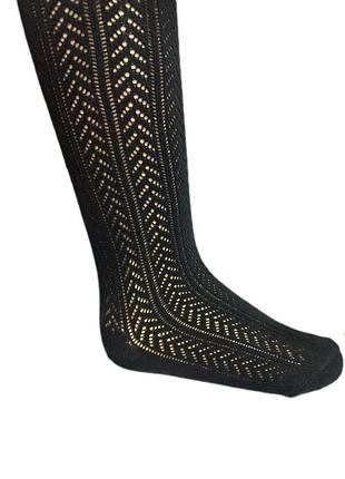 Детские колготы для девочки черные с узором 110-128 см тм bross турция 122-128 / 7-8 лет