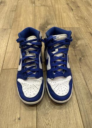 Дуже круті високі кросівки від бренду - nike dunk high у синьо- білому забарвлені (розмір 43 , по стільці 27.5)