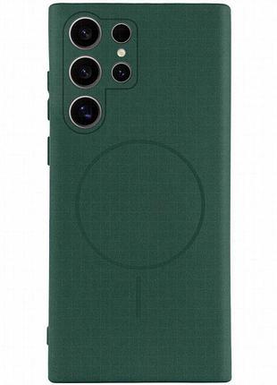 Чехол silicone cover lakshmi full camera (aa) with magnetic fit для samsung galaxy s25 ultra зеленый / dark
