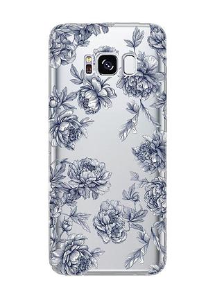 Прозрачный чехол для samsung s8 ночные цветы (принт 432)