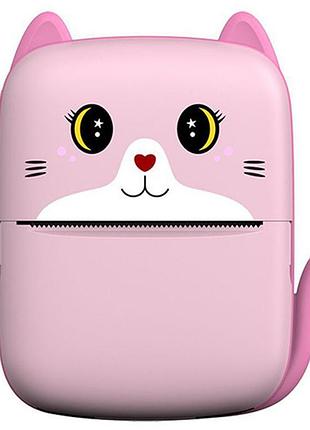 Детский термопринтер cat printer pink, bluetooth, зу type-c