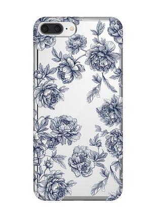 Прозрачный чехол для iphone 7 plus / 8 plus ночные цветы (принт 432)