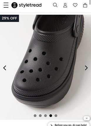 Сабо жіночі crocs на платформі чорні