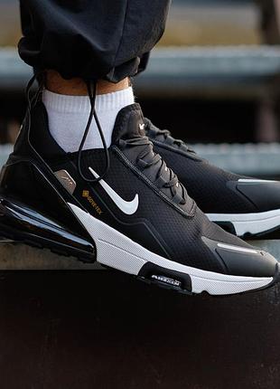 Кросівки чоловічі nike air max 270 gore-tex nd чорно білі з термо підкладкою осінні на холодну погоду текстильні найк аір макс
