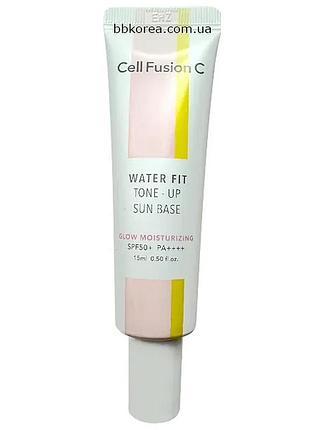 Увлажняющая розовая база под макияж пробник cell fusion c water fit tone-up sun base spf 50+ pa++++