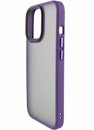 Tpu+pc чехол metal buttons для apple iphone 12 pro max (6.7") темно-фиолетовый / dark purple