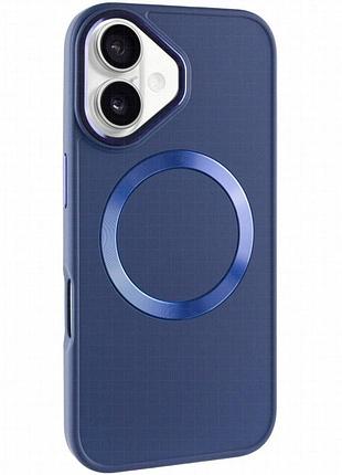 Tpu чехол bonbon metal style with magnetic fit для apple iphone 16 (6.1") синий / cosmos blue