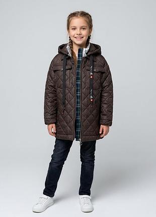 Куртка для дівчинки в стилі zara демісезонна 9-12 років коричнева