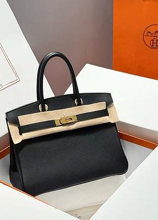 Сумка для жінок hermes birkin чорна, бежева 25 cm