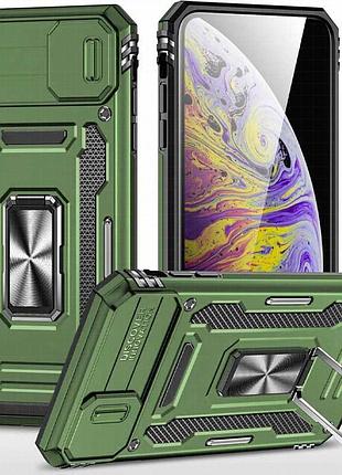 Ударопрочный чехол camshield army ring для apple iphone x / xs (5.8") оливковый / army green