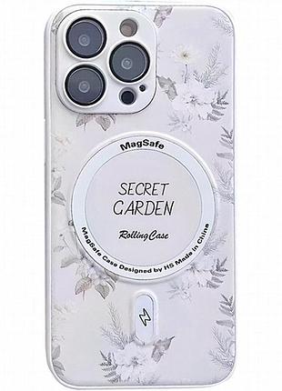 Tpu+pc чехол secret garden with magnetic fit для apple iphone 16 pro (6.3") white
