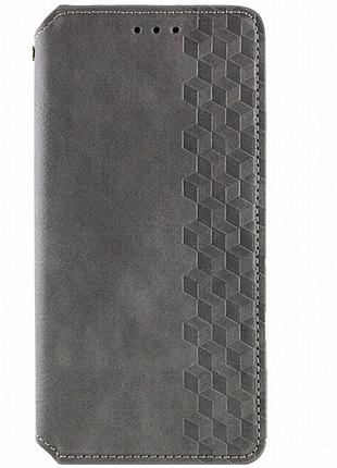 Кожаный чехол-книжка getman cubic (pu) для xiaomi redmi note 14 pro 4g серый