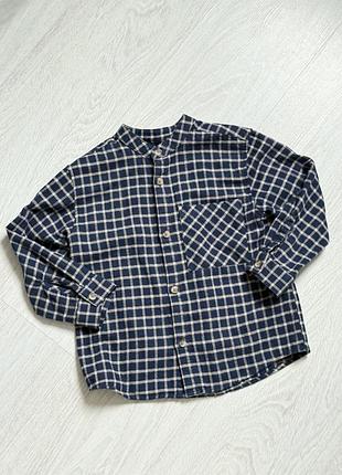 Сорочка для хлопчика zara в клітинку, синя, розмір 4 роки, 104 см
