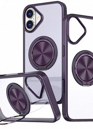Tpu+pc чехол metal ring with magnetic fit для apple iphone 16 (6.1") темно-фиолетовый