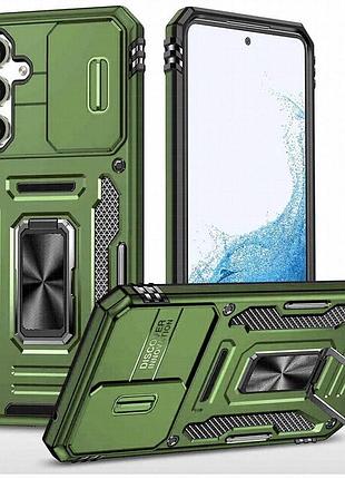 Ударопрочный чехол camshield army ring для samsung galaxy s24 fe оливковый / army green