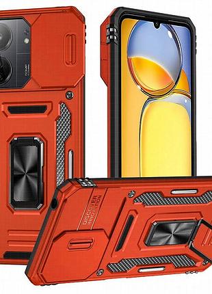 Ударопрочный чехол camshield army ring для xiaomi redmi 13c / poco c65 красный / red