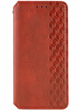 Кожаный чехол-книжка getman cubic (pu) для oppo a78 4g красный